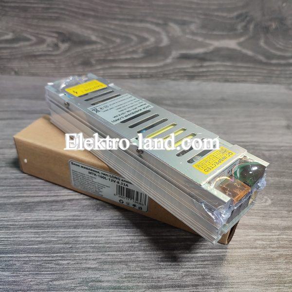 Блок питания 100W MTK-100L-12 (12V 8.33А) LONG Premium для светодиодных лент, модулей, линеек