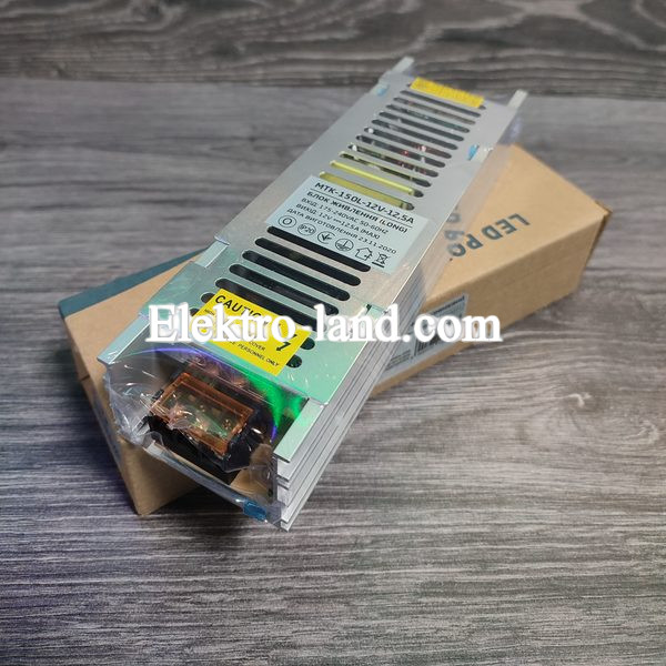 Блок питания 150W MTK-150L-12 (12V 12.5А) LONG Premium для светодиодных лент, модулей, линеек