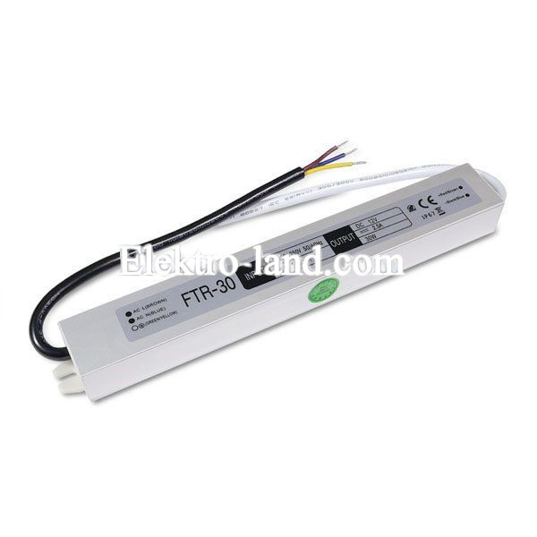 Блок питания узкий 2,5A  (30W) герметичный на 12 вольт FTR-30 Biom  