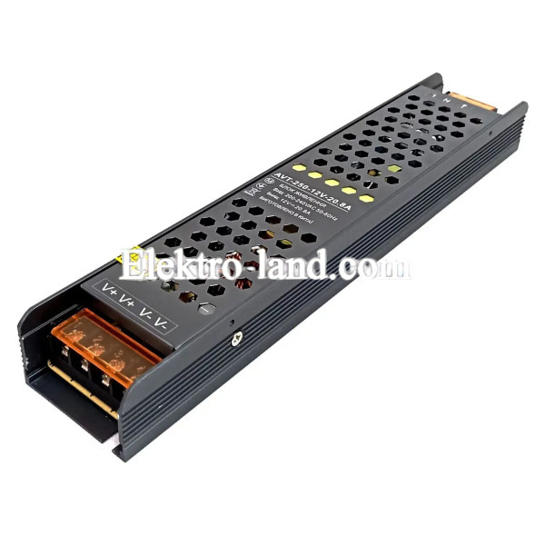 Блок питания 250W AVT-250-12V-20.8A мини (200Вт 12В 20.8А) компактный для светодиодной LED ленты, модулей, линеек