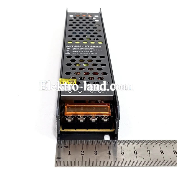 Блок питания 250W AVT-250-12V-20.8A мини (200Вт 12В 20.8А) компактный для светодиодной LED ленты, модулей, линеек