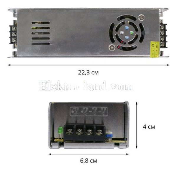 Блок питания 30A  (360W) узкий негерметичный на 12 вольт c EMC фильтром Biom 