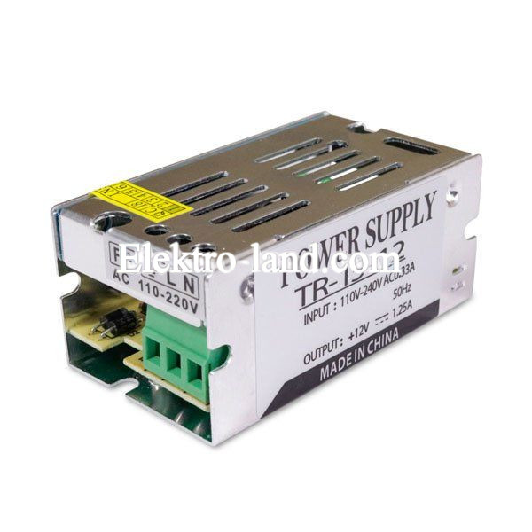 Блок питания 1,25A  (15W) негерметичный на 12 вольт Biom 