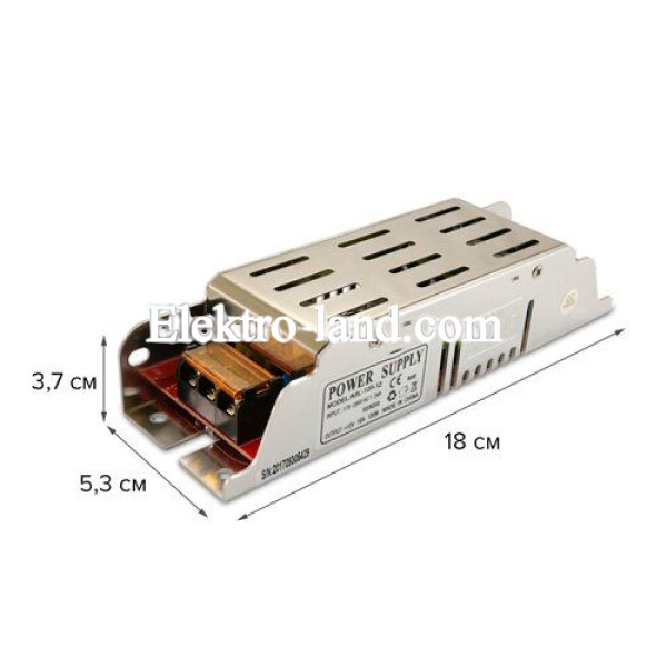 Блок питания 10A  (120W)  узкий негерметичный arl-120 на 12 вольт Biom 