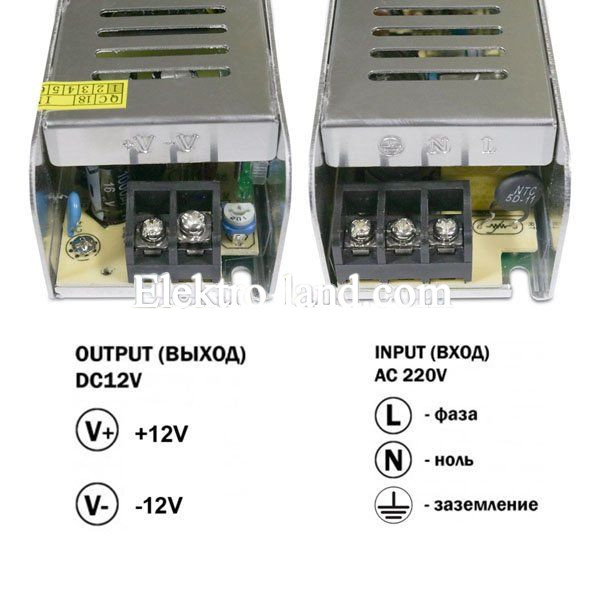 Блок питания 10A  (120W) узкий негерметичный на 12 вольт c EMC фильтром Biom 
