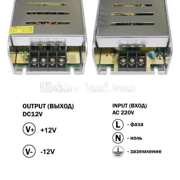 Блок питания 16.7A  (200W) узкий негерметичный на 12 вольт c EMC фильтром Biom 