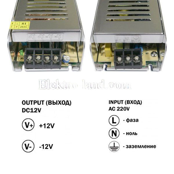 Блок питания 20A  (240W) узкий негерметичный на 12 вольт c EMC фильтром Biom 