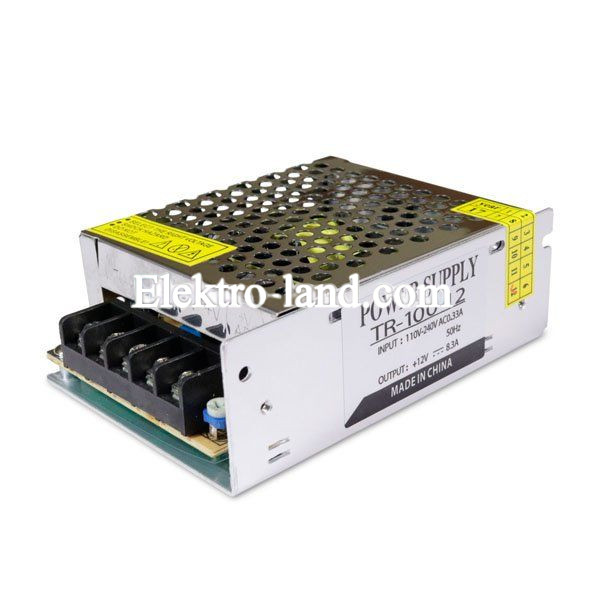Блок питания 8.3A  (100W) металлический с перфорацией негерметичный на 12 вольт AVT 
