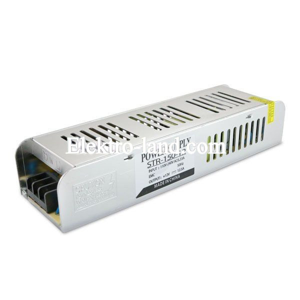 Блок питания 12.5A  (150W) узкий негерметичный на 12 вольт c EMC фильтром Biom 