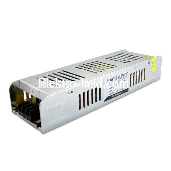 Блок питания 20A  (240W) узкий негерметичный на 12 вольт c EMC фильтром Biom 