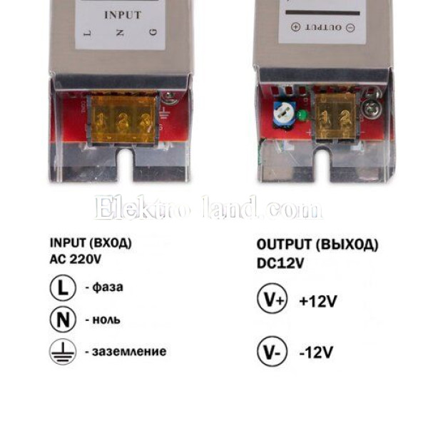 Блок питания 5A  (60W)  узкий негерметичный arl-60 на 12 вольт Biom 