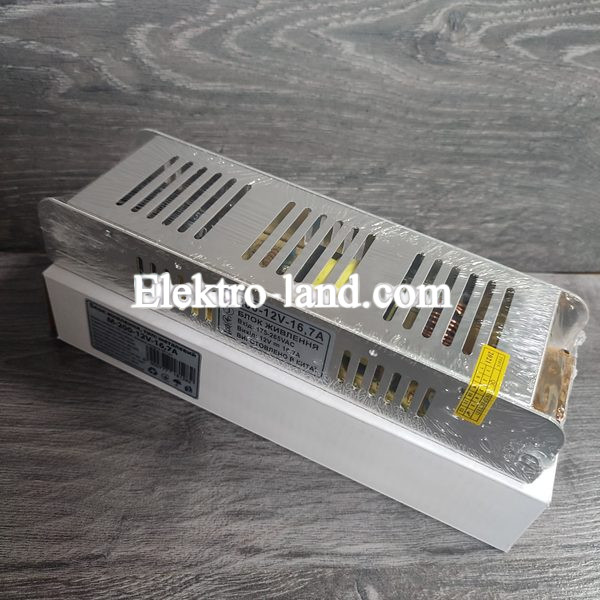 Блок питания металлический перфорированный серия M-200 16.7A  (200W) негерметичный на 12 вольт AVT 
