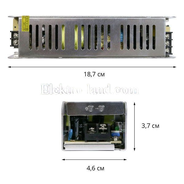 Блок питания 10A  (120W) узкий негерметичный на 12 вольт c EMC фильтром Biom 