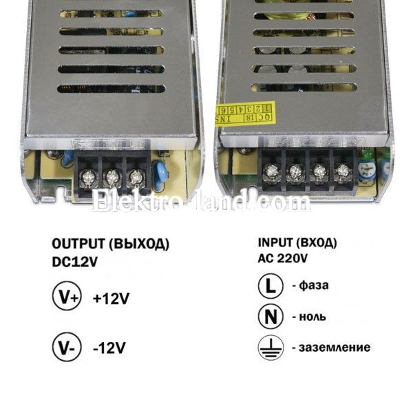Блок питания 12.5A  (150W) узкий негерметичный на 12 вольт c EMC фильтром Biom 