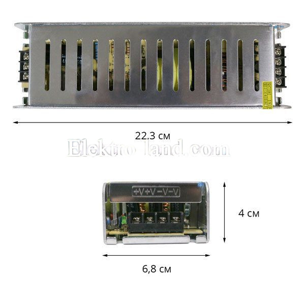 Блок питания 16.7A  (200W) узкий негерметичный на 12 вольт c EMC фильтром Biom 