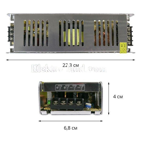 Блок питания 20A  (240W) узкий негерметичный на 12 вольт c EMC фильтром Biom 