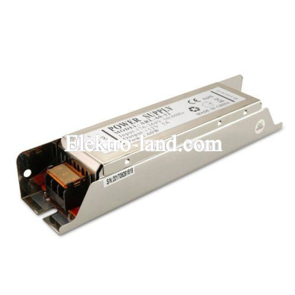 Блок питания 5A  (60W)  узкий негерметичный arl-60 на 12 вольт Biom 