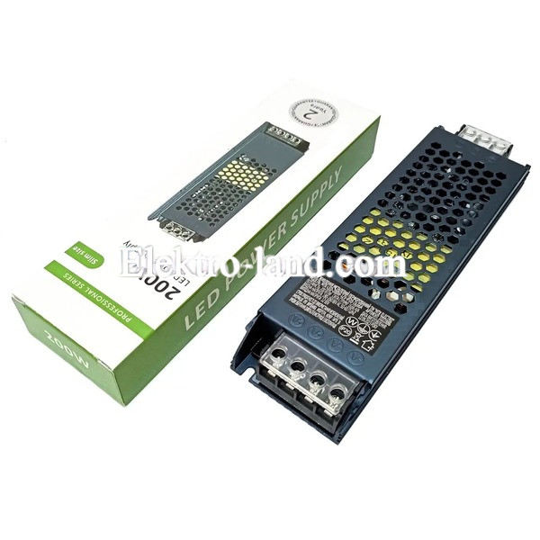 Блок питания 200W 12V MTK Electro MTK-LED-200W-12V-IP20-16.66A маленький 179х50х23мм (200Вт 12В 16.66А) для светодиодной LED ленты