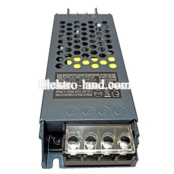 Блок питания 100W 12V MTK Electro MTK-LED-100W-12V-IP20-8.3A маленький 139х50х23мм (100Вт 12В 8.3А) для светодиодной LED ленты