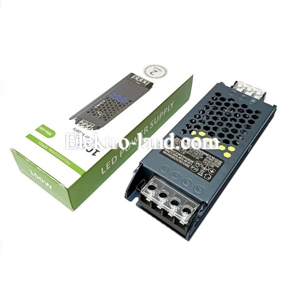 Блок питания 100W 12V MTK Electro MTK-LED-100W-12V-IP20-8.3A маленький 139х50х23мм (100Вт 12В 8.3А) для светодиодной LED ленты