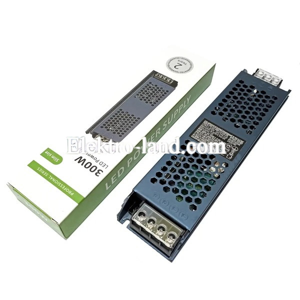 Блок питания 300W 12V MTK Electro MTK-LED-300W-12V-IP20-25A маленький 206х50х23мм (300Вт 12В 25А) для светодиодной LED ленты