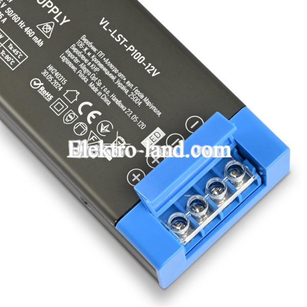 Блок питания для LED ленты VIDEX DC12V 8.25A 100W (VL-LST-P100-12V)