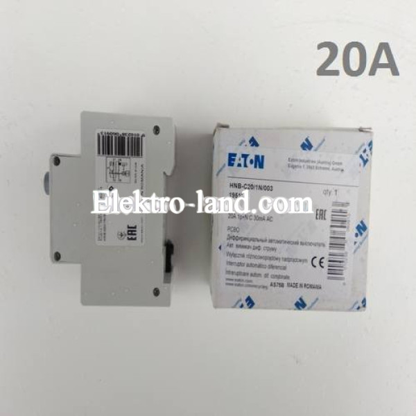 Дифференциальный автоматический выключатель (Дифавтомат) HNB-C20/1N/003  Eaton Moeller  2П 20A 30мА 