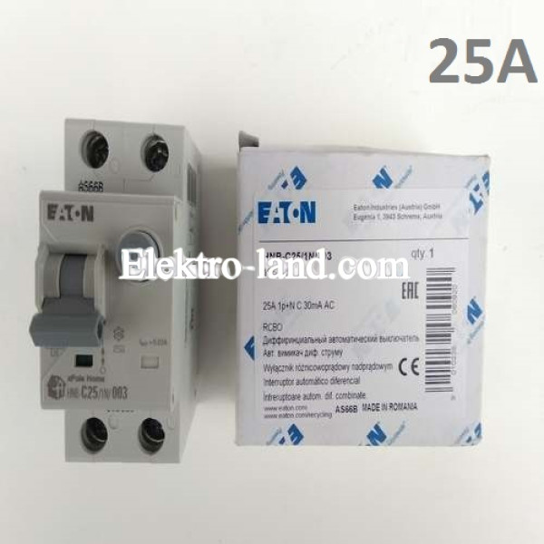 Дифференциальный автоматический выключатель (Дифавтомат) HNB-C25/1N/003  Eaton Moeller  2П 25A 30мА 