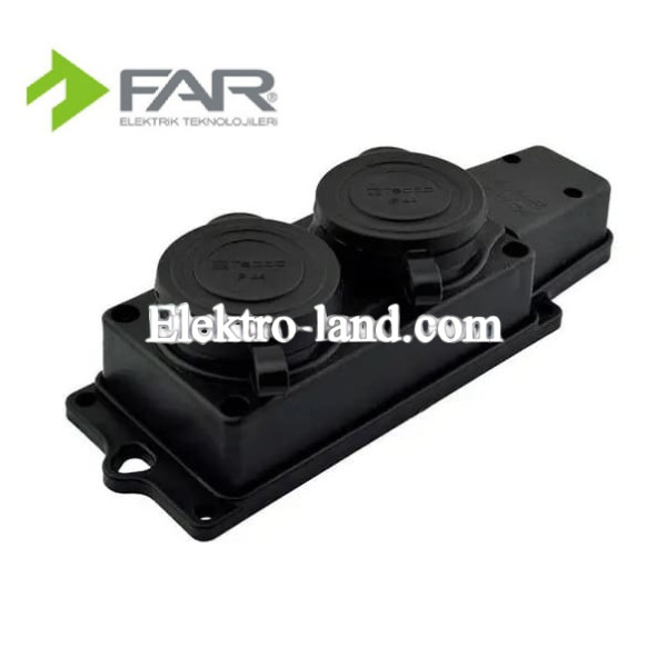 Колодка каучуковая 2-я с крышками и заземлением 16А IP54 FAR F403