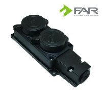 Колодка каучуковая 2-я с крышками и заземлением 16А IP54 FAR F403