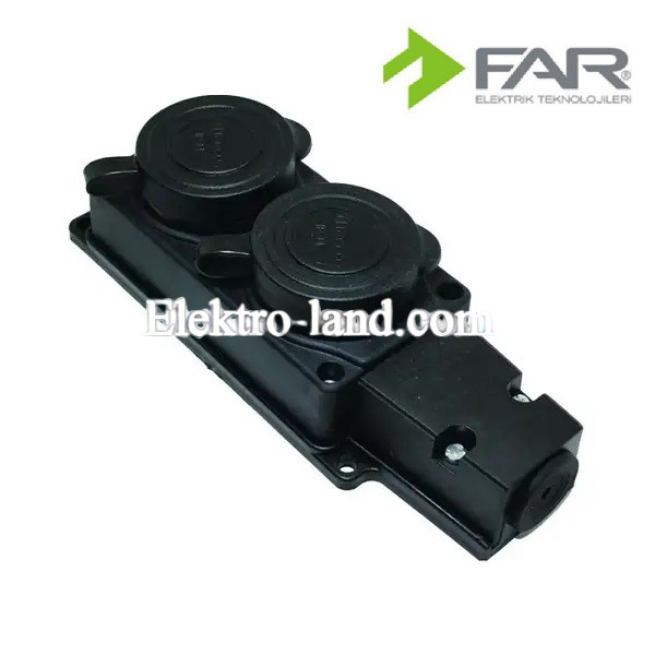 Колодка каучуковая 2-я с крышками и заземлением 16А IP54 FAR F403