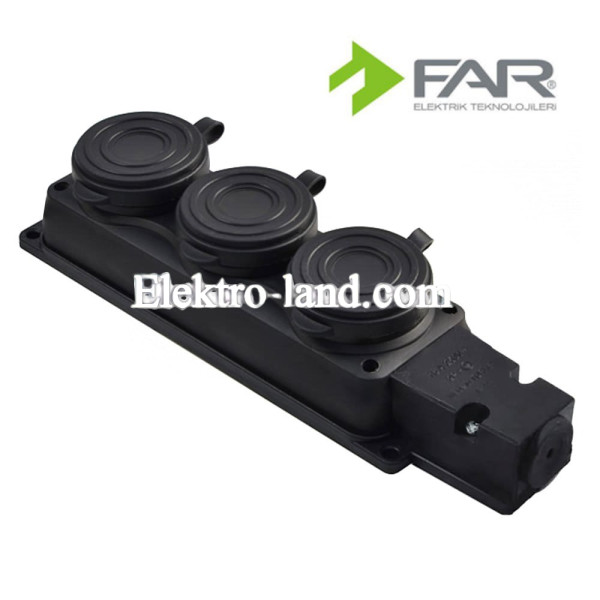 Колодка каучуковая 3-я с крышками и заземлением 16А IP54 FAR F280