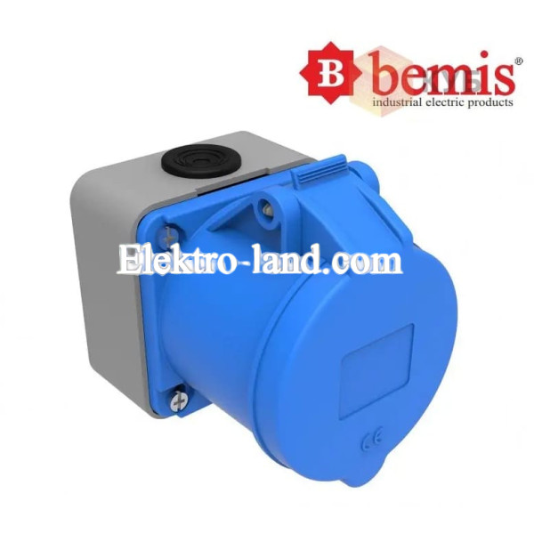 Розетка силовая накладная 220V 3х32A полиамид IP44, Bemis (BC1-3403-2510) 