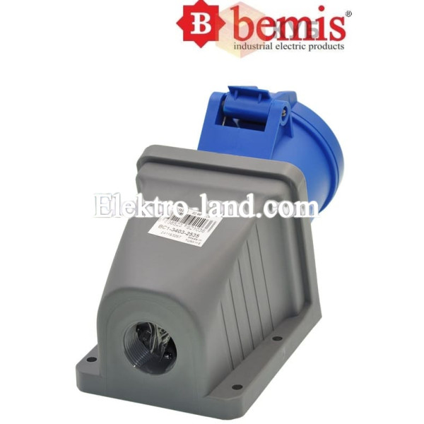 Розетка стационарная силовая 220V 3х32A полиамид IP44 Bemis Полиамид