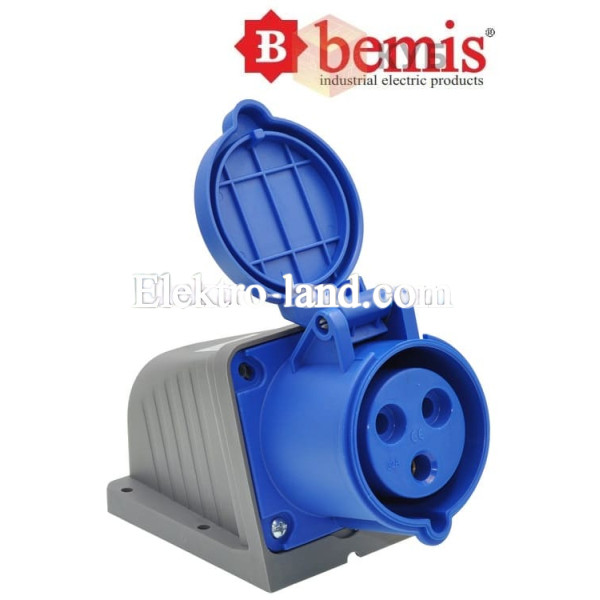 Розетка стационарная силовая 220V 3х32A полиамид IP44 Bemis Полиамид
