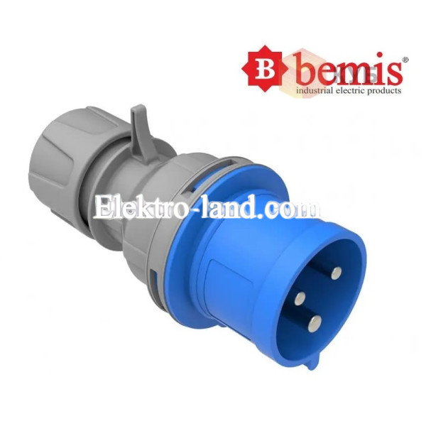 Вилка силовая 3х32A 220V IP44 Bemis BC1-3403-2011 (кабельная вилка для генераторов)