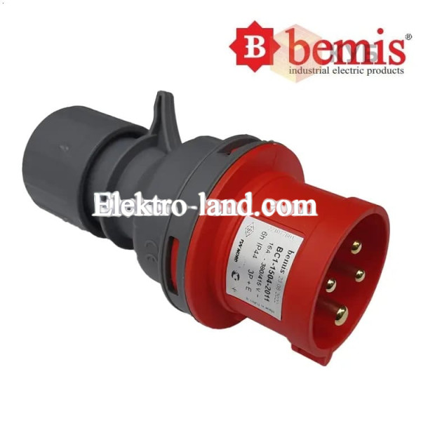 Вилка силовая переносная 380V 4х32A полиамид IP44, Bemis (BC1-3504-2011)