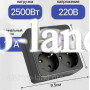 Тройник для розетки, разветвитель сетевой фильтр на 2 гнезда с USB и Type-C, тройник с тайпси, с led подсветкой и кнопкой, черный