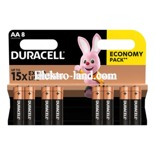 Батарейка DURASELL щелочная LR06 KPD 08х10 Optimum AA (пальчиковые) 8 шт.