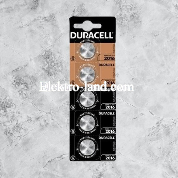 Батарейки Duracell CR 2016/DL 2016 BL5 Упаковка 5шт