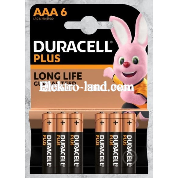 Батарейка Duracell AAA LR3 6 шт. в упаковке