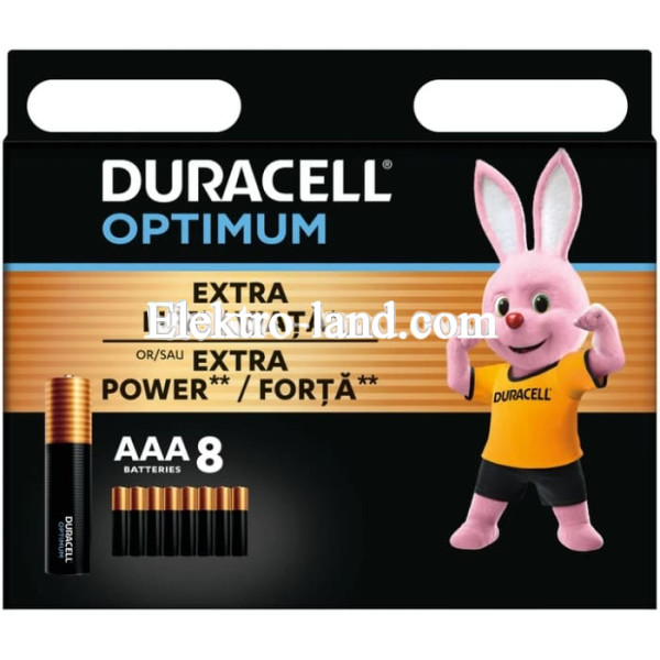 Батарейка Duracell щелочная LR03 08х10 Optimum AAA (мизинчиковые) 8 шт