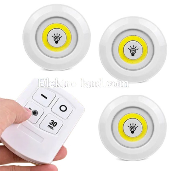 LED Светильник беспроводной комплект 3шт с пультом KRN Настенный ночник автономный, белый