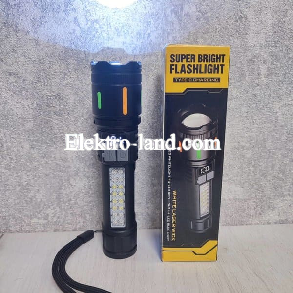 Ручной аккумуляторный  фонарь сверхяркий, WRD-530-2 с индикатором заряда 
