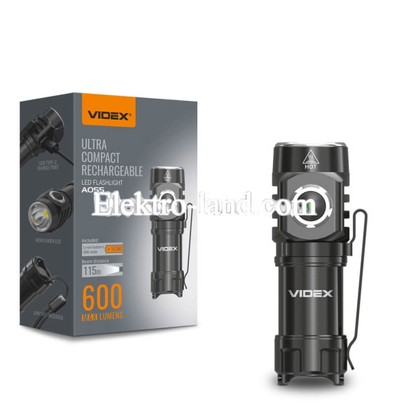 Портативный светодиодный фонарик VIDEX VLF-A055 600Lm 5700K
