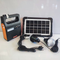 Портативная солнечная станция YOBOLIFE 3601-LM-6V функция Power Bank, мощный фонарь, FM радио, MP3+2 лампочки