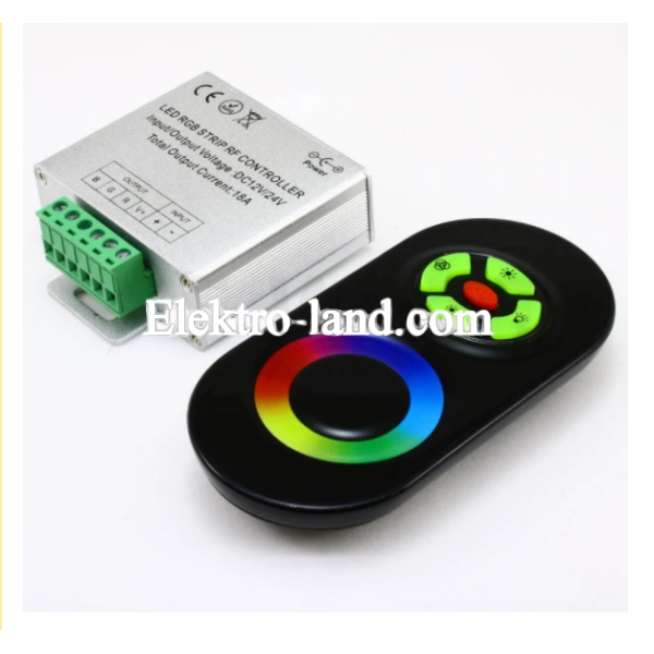  Контроллер RGB RF радио 12 Вольт  18А сенсорный пульт черный