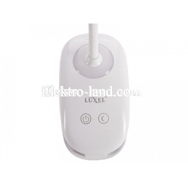 Светодиодная настольная лампа 6w крепление прищепка с USB + ночник Luxel белая  (TL-04W) 