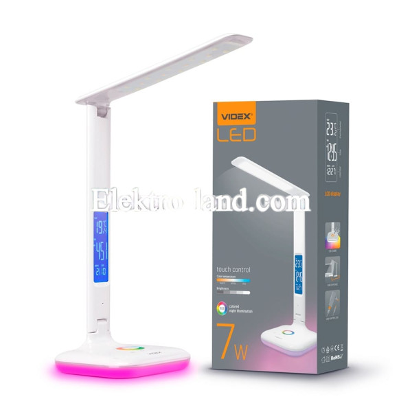Настольная лампа VIDEX  7W 3000-5500K VL-TF05W-RGB разноцветные режимы с дисплеем