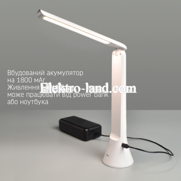 Настольная лампа LED - фонарик VIDEX TF11W 5W 3000-5500K от повербанка белая